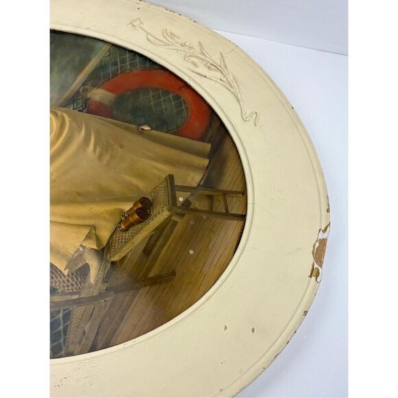 Antique Victorian Woman Photograph in Wooden Oval Embossed Floral Frame 26x22in - Picture 6 of 11